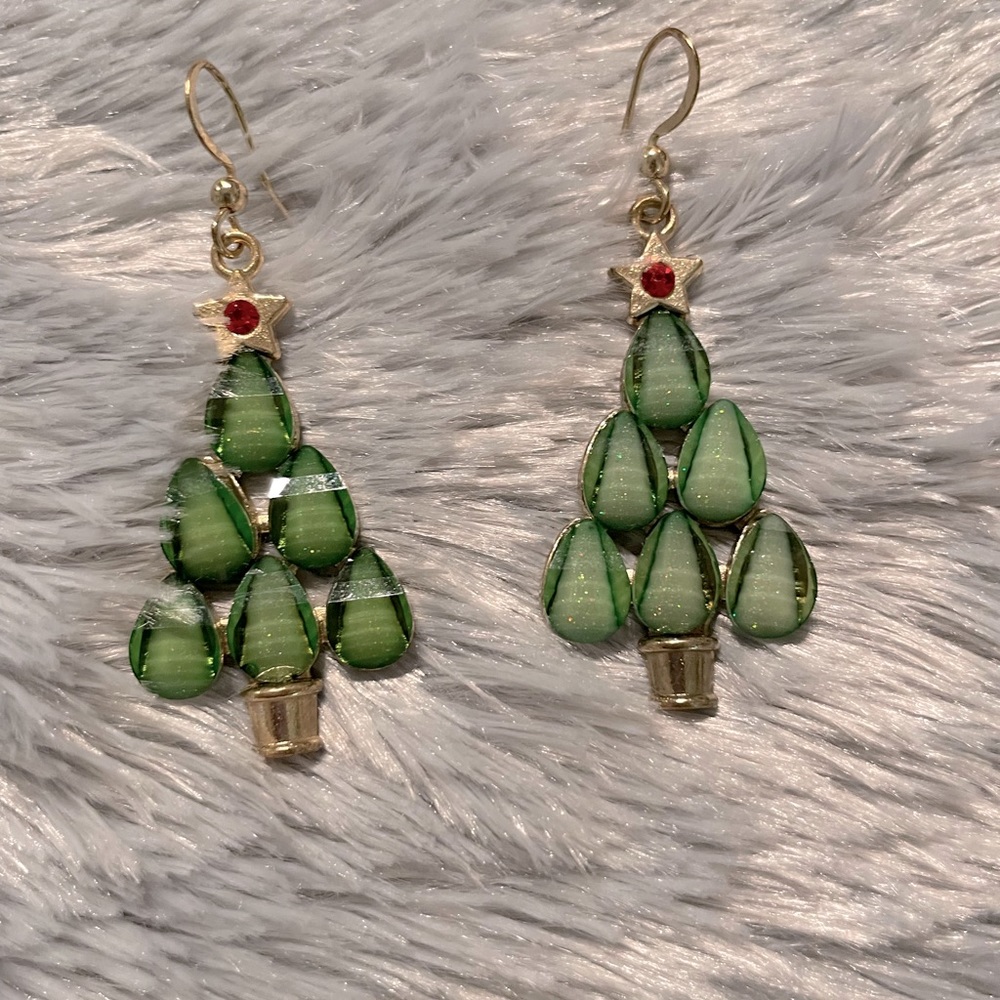 Festive Christmas tree earrings in time for the holidays. Ho Ho Ho
